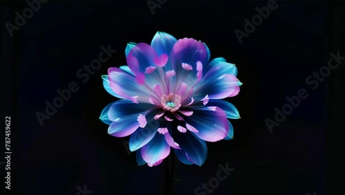 blue flower on black background