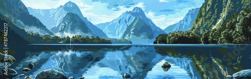 A beautiful mountain lake with mountains in the background