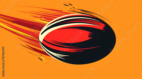 Illustration of a rugby ball with dynamic lines