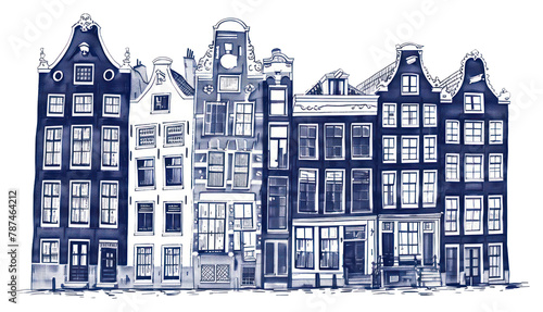 PNG Antique of Typical canal houses in Amsterdam sketch architecture illustrated