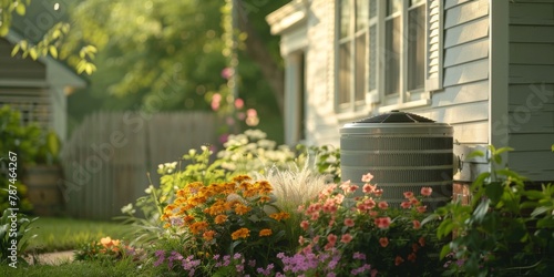 Wallpaper Mural Air source heat pump on the wall of a house, environmentally friendly heating concept. Generative AI Torontodigital.ca