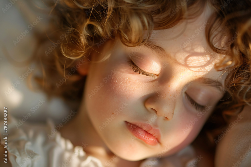 Close up of face of sleeping young child Close up of face of sleeping young child