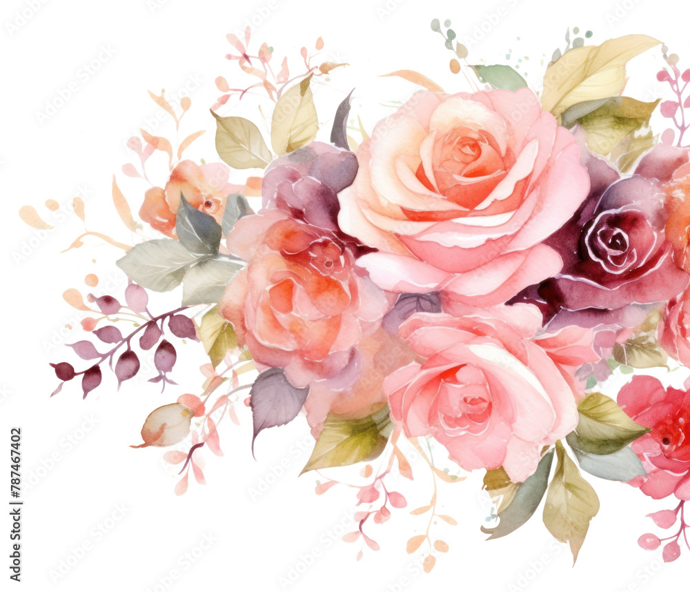 PNG Bouquet border frame flower painting pattern