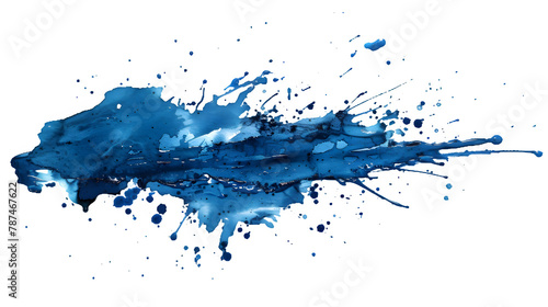 Unique blue paint splashes isolated on a transparent background, PNG, Ai