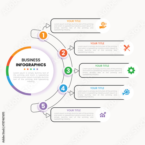 Infographic template with 5 options or steps for business