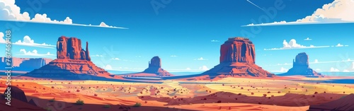 A desert landscape with a few mountains in the background