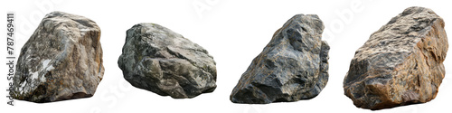Collection of big boulder rock cutout png isolated on white or transparent background
