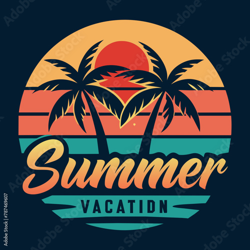 Summer t shirt design vector. Summer retro and vintage t shirt deign.