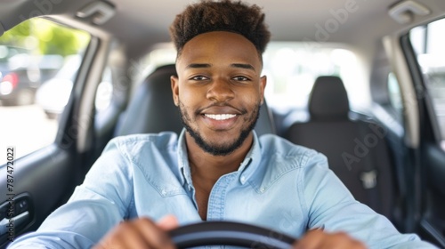 Smiling Man Driving a Car
