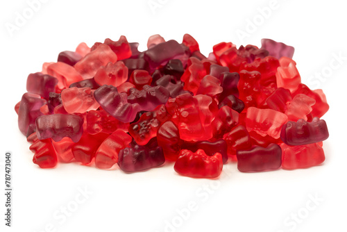 Assorted red gummy candies. Jelly bears. © Nikolay