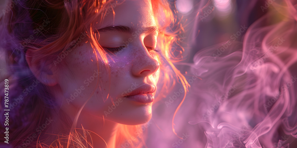 Serene Woman in Psychedelic Swirls - A Spiritual Awakening Serene Woman in Psychedelic Swirls - A Spiritual Awakening