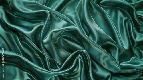 A display of luxurious fabrics including chintz, satin, and green silk, each showing unique textures from folds and wrinkles