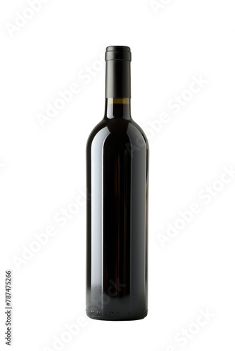 Bottle of wine without any label isolated on a transparent background