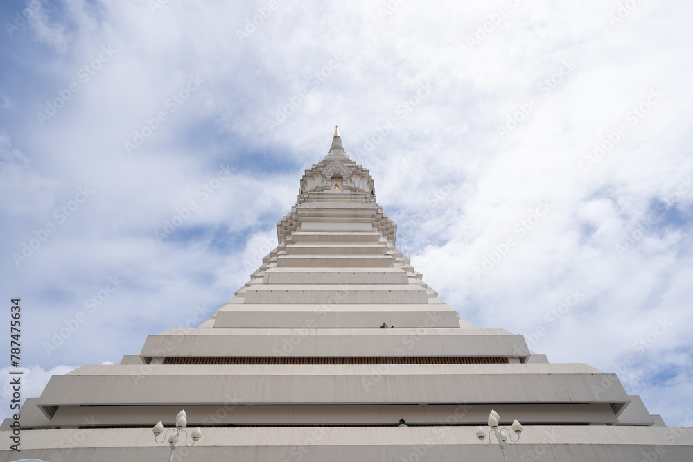 The Phrarathchamongkhon Stupa located at the Wat Paknam Bhasicharoen temple, is a prominent landmark in Bangkok, Thailand.