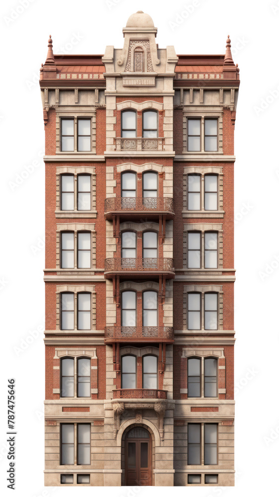 PNG  Tall american brick apartment architecture building window