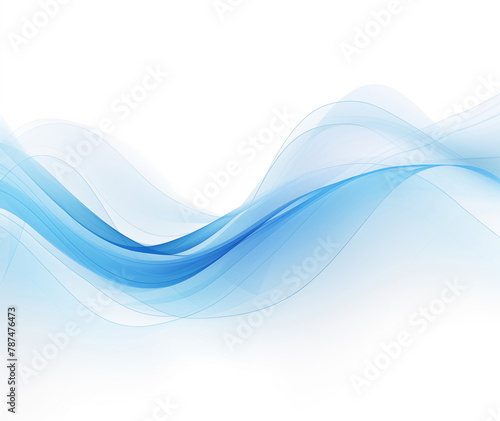Abstract blue wave lines on a plain white banner background. Generative AI