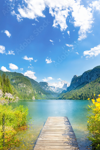 Gosausee, a beautiful lake with moutains in Salzkammergut, Austria. 