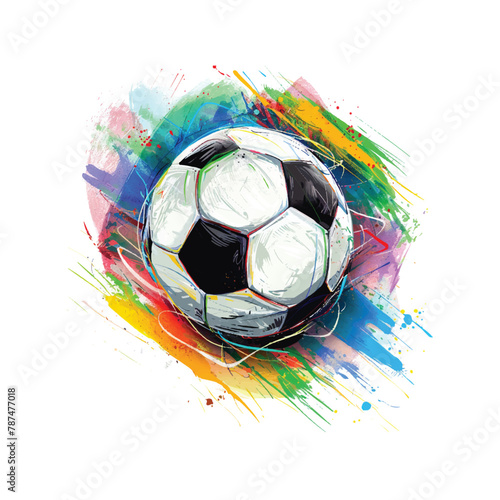 vintage colorful splash soccer football vector sport illustration.Generative AI