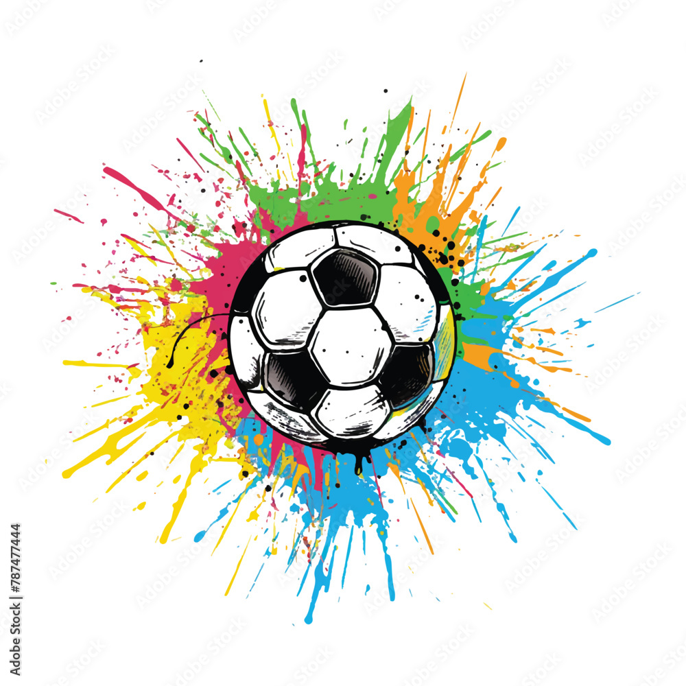 vintage colorful splash soccer football vector sport illustration.Generative AI