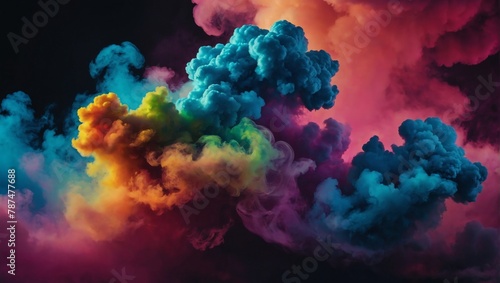 Abstract vibrant, rainbow-hued smoke dispersing, vivid backdrop for advertising or design, wallpaper for devices.