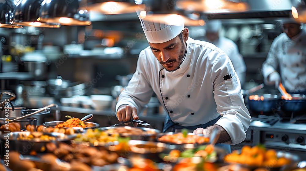 Chef Preparing Food in Kitchen. Generative AI Chef Preparing Food in Kitchen. Generative AI