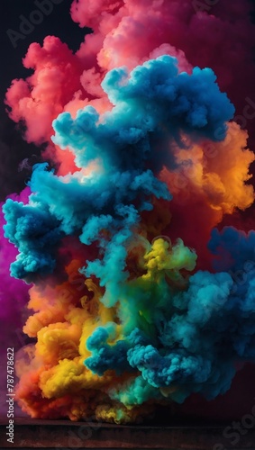 Abstract vivid, multi-toned smoke billowing, colorful backdrop for advertising or design, wallpaper for gadgets.