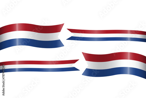 set of flag ribbon with colors of Netherlands for independence day celebration decoration