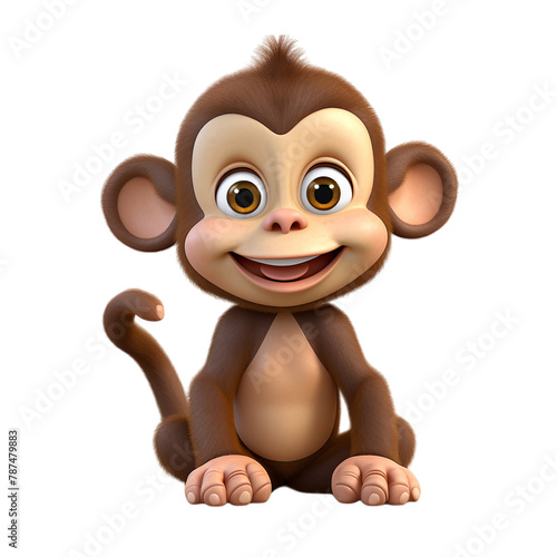 3d monkey baby isolated on white background