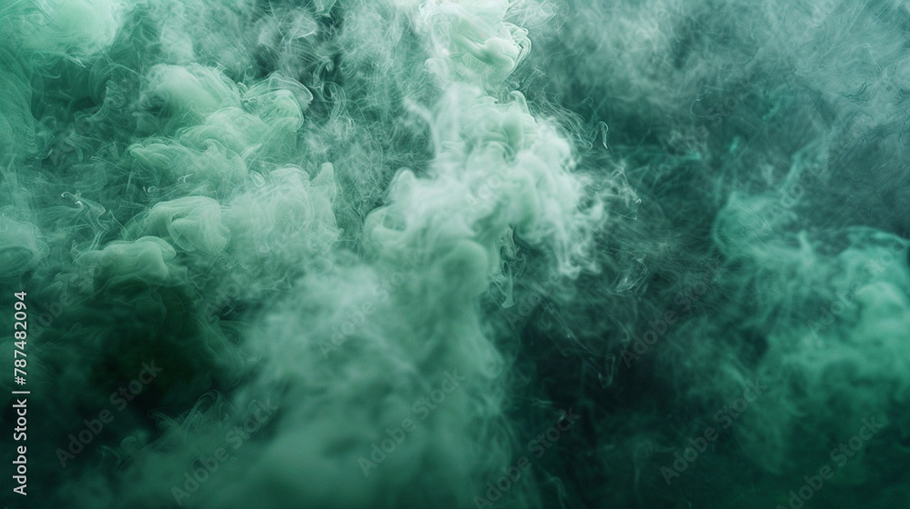 Clouds of thick green smoke. Abstract smoky background.