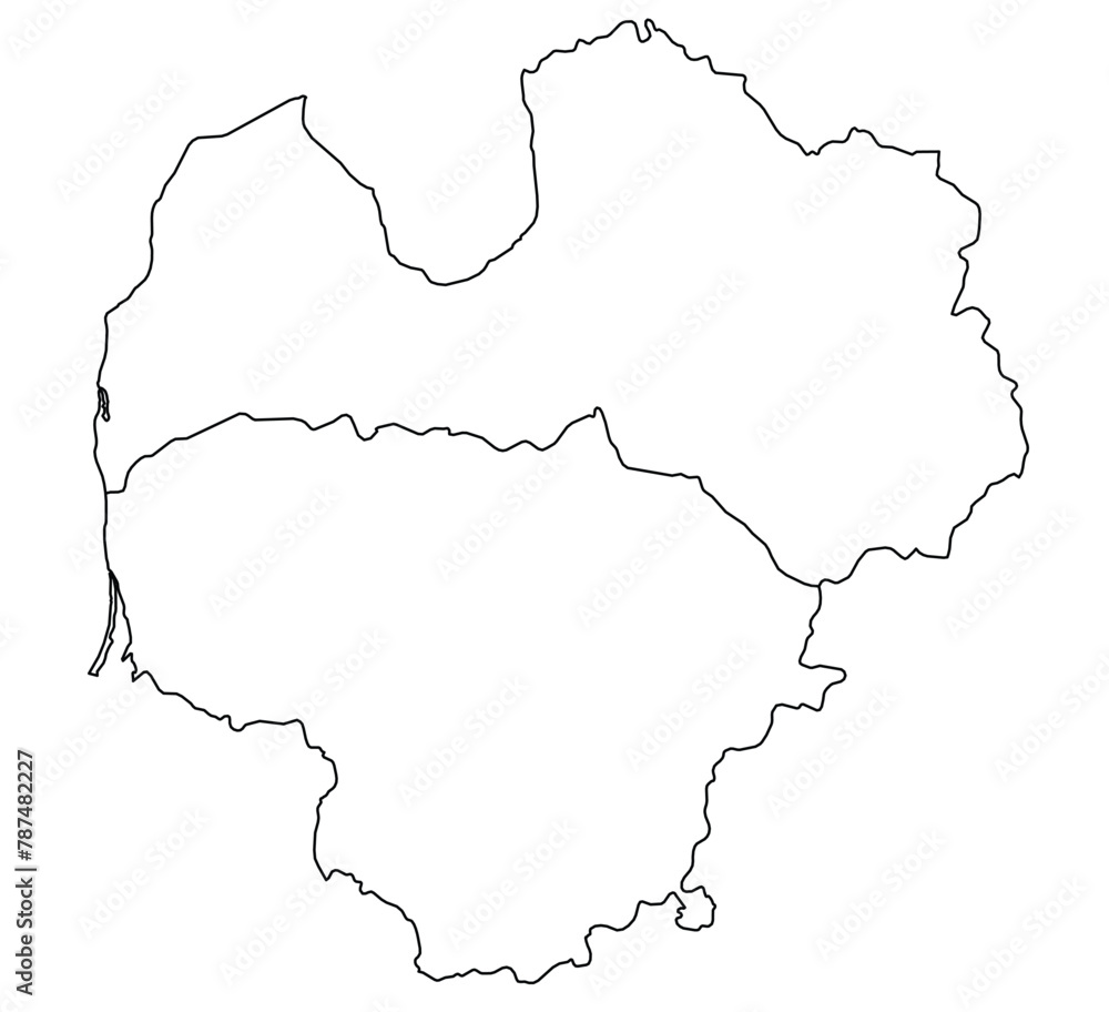 Contours of the map of Latvia, Lithuania