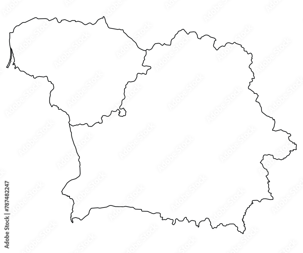 Contours of the map of Lithuania, Belarus