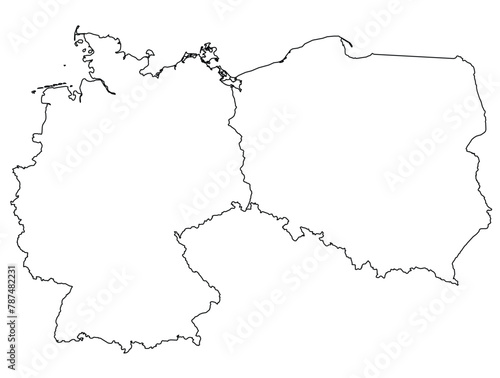 Contours of the map of Germany, Poland
