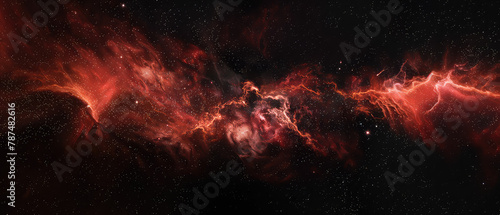 Fototapeta Naklejka Na Ścianę i Meble -  Fiery red space nebula with sparkling stars