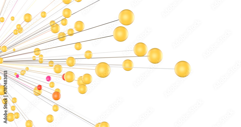Abstract polygonal space with connecting dots and lines. Dark background. Connection structure. 3d Widescreen
