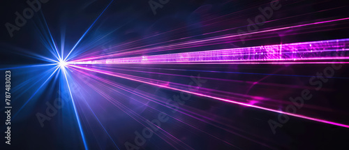 Intense blue and purple laser beams photo
