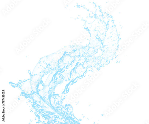 Water splash in the form of spiral blue color