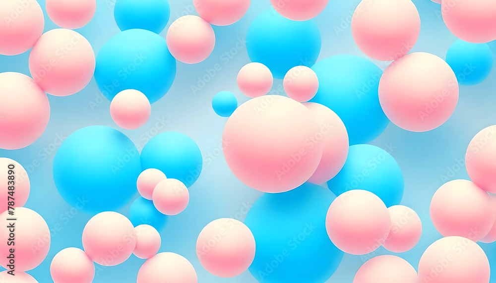 Abstract metaball background in beige, light blue and pink colors