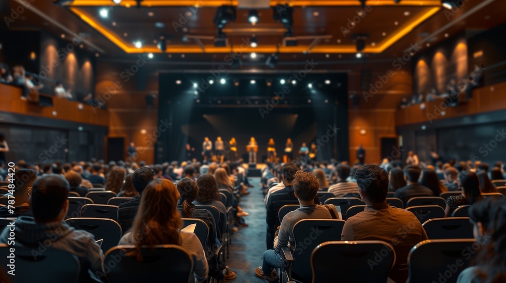 A bustling business event in a spacious conference hall, capturing the essence of professional networking and collaboration. A bustling business event in a spacious conference hall, capturing the essence of professional networking and collaboration.