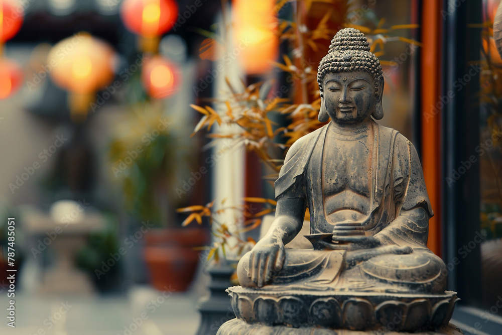 Serene Buddha Statue with Ambient Lighting Serene Buddha Statue with Ambient Lighting