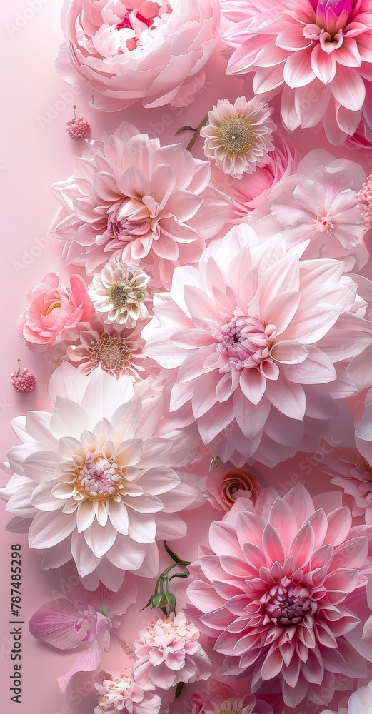 Pink Flowers on Pink Background