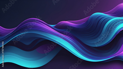 Abstract blue and purple liquid wavy shapes futuristic banner. Glowing retro waves vector background