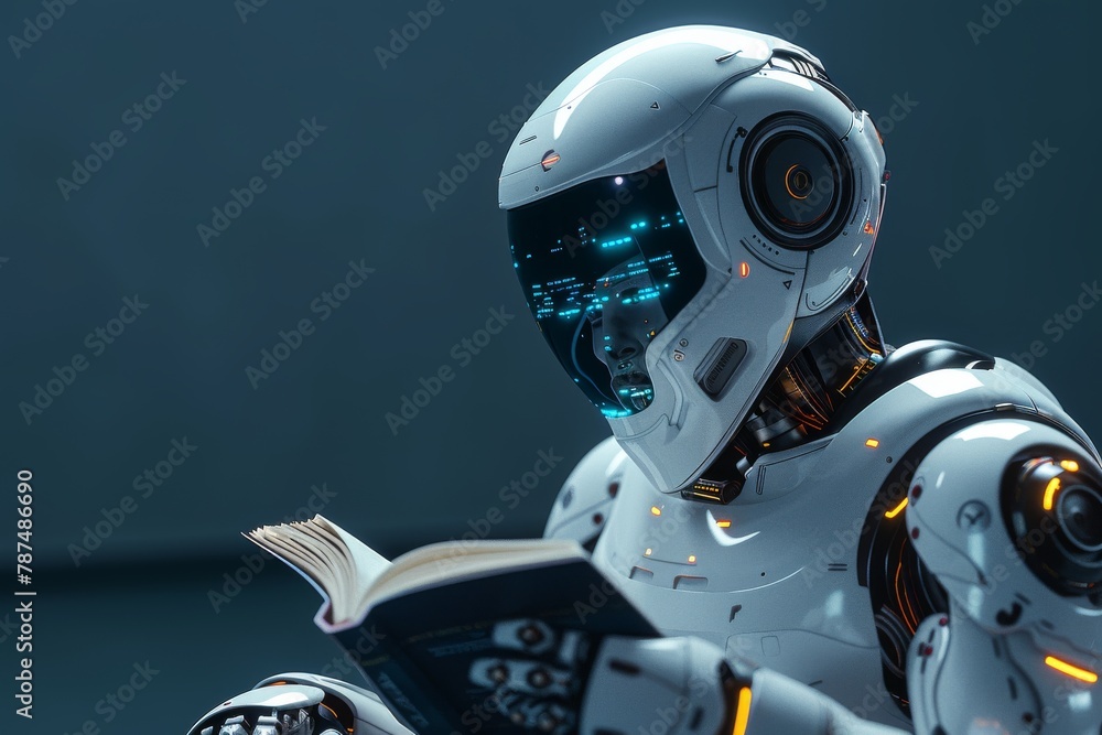 AI robotics depicted with human-like qualities, showcasing the potential fusion of machine and knowledge AI robotics depicted with human-like qualities, showcasing the potential fusion of machine and knowledge