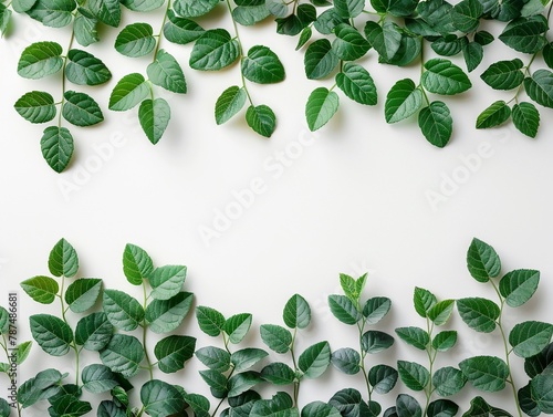 green leaves on white background photo