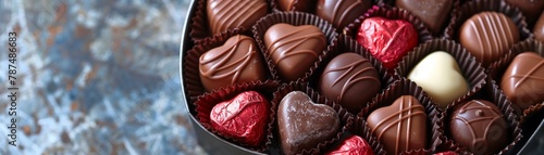 Heart shaped chocolates in a heart shaped box photo