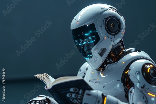 AI robotics depicted with human-like qualities, showcasing the potential fusion of machine and knowledge