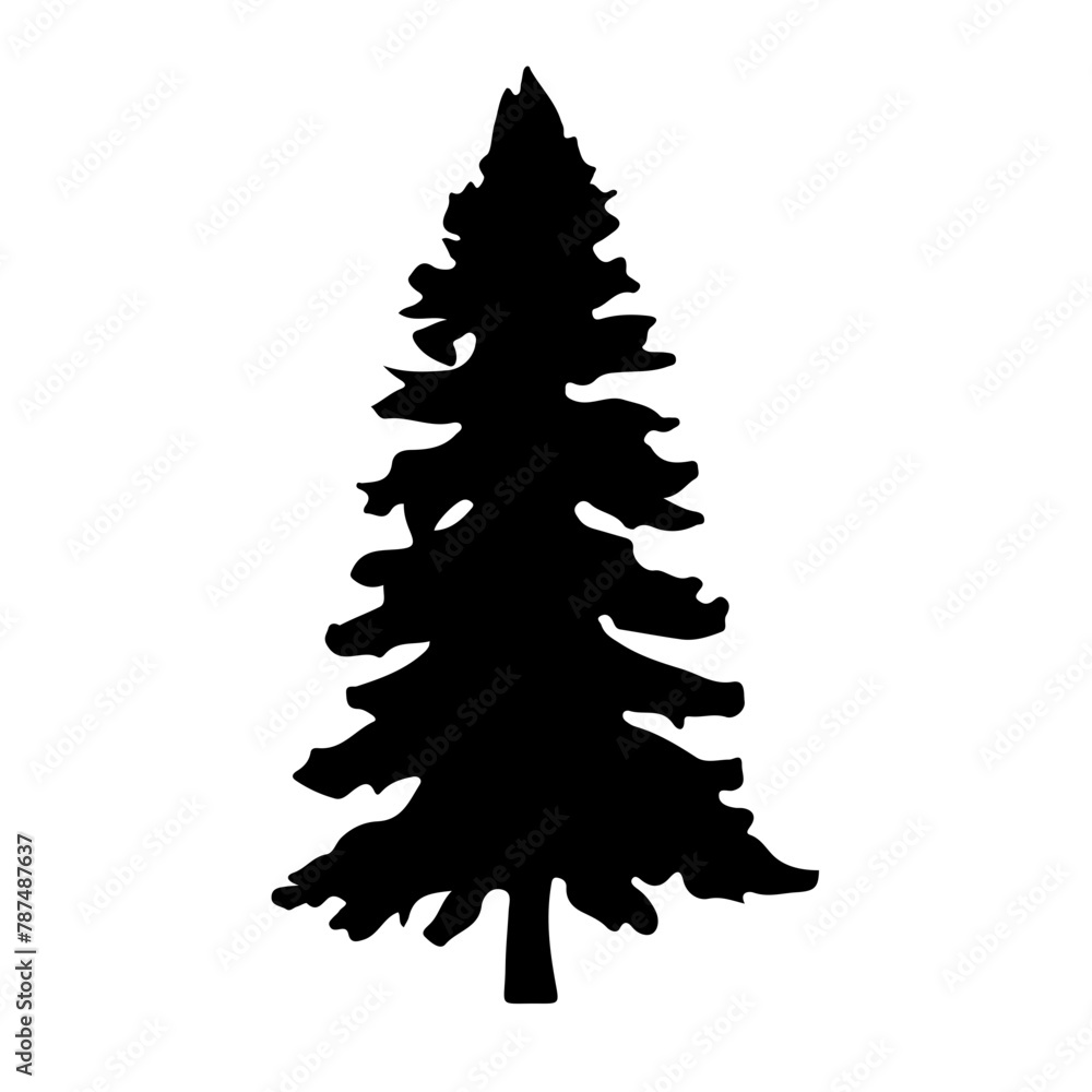 Obraz premium Pine Tree Silhouette Vector Clipart 