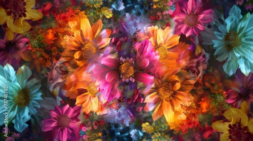 Be mesmerized by the stunning display of multicolored flowers forming a kaleidoscope of beauty and wonder.