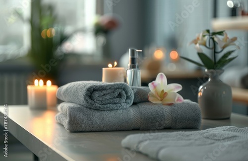 Table Decorated With Towels and Candles