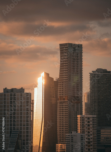 downtown city at sunset skyscrapers new miami 