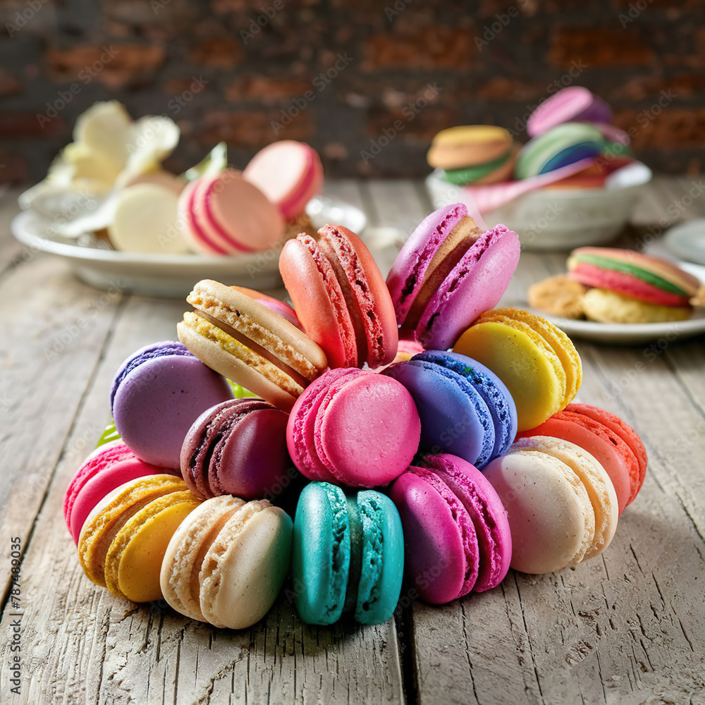 Obraz premium A pile of colorful french macaroons